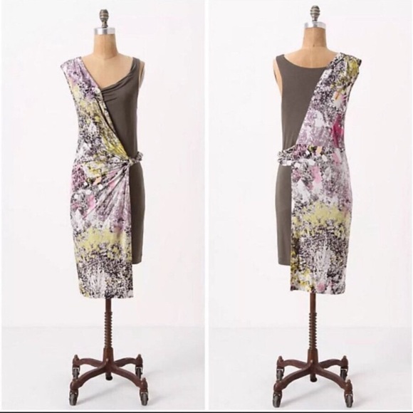 Leifsdottir Anthropologie Summer Dress Layered Floral Sarong Knot Asymmetric S - Picture 7 of 7